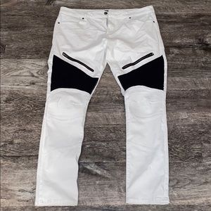 Black and White Men’s Moto skinny flex jeans